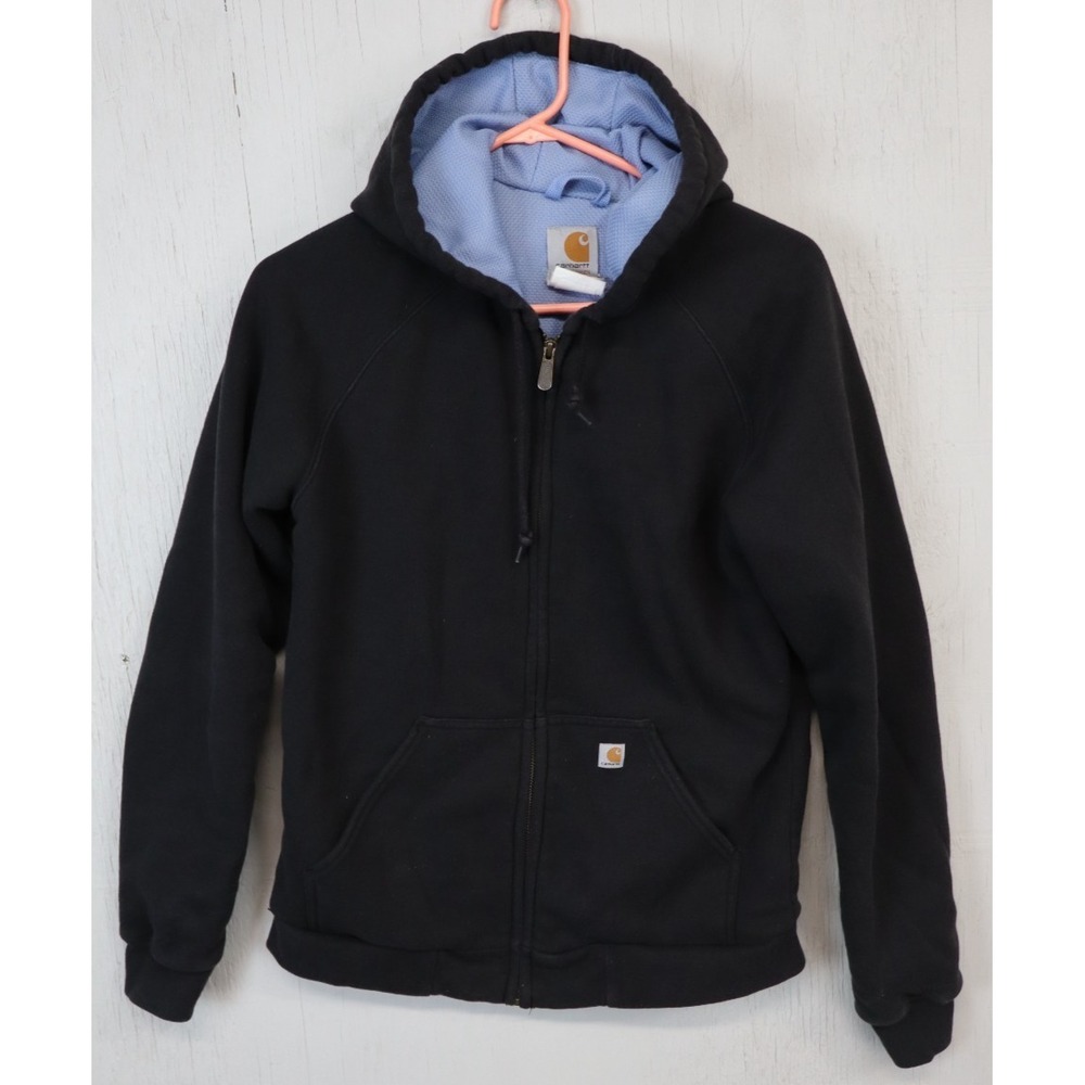 Carhartt Womens Black Hooded Thermal Lining Jacket WJ012 Size M (8-10) Full Zip
